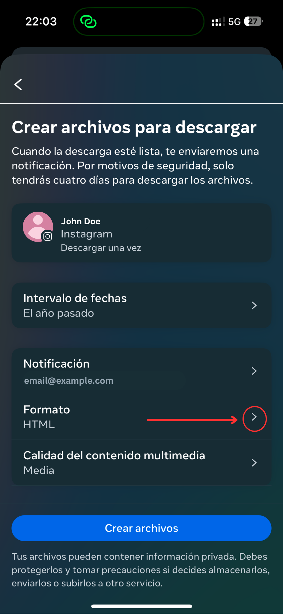 Cambia el formato de los archivos de HTML a JSON.