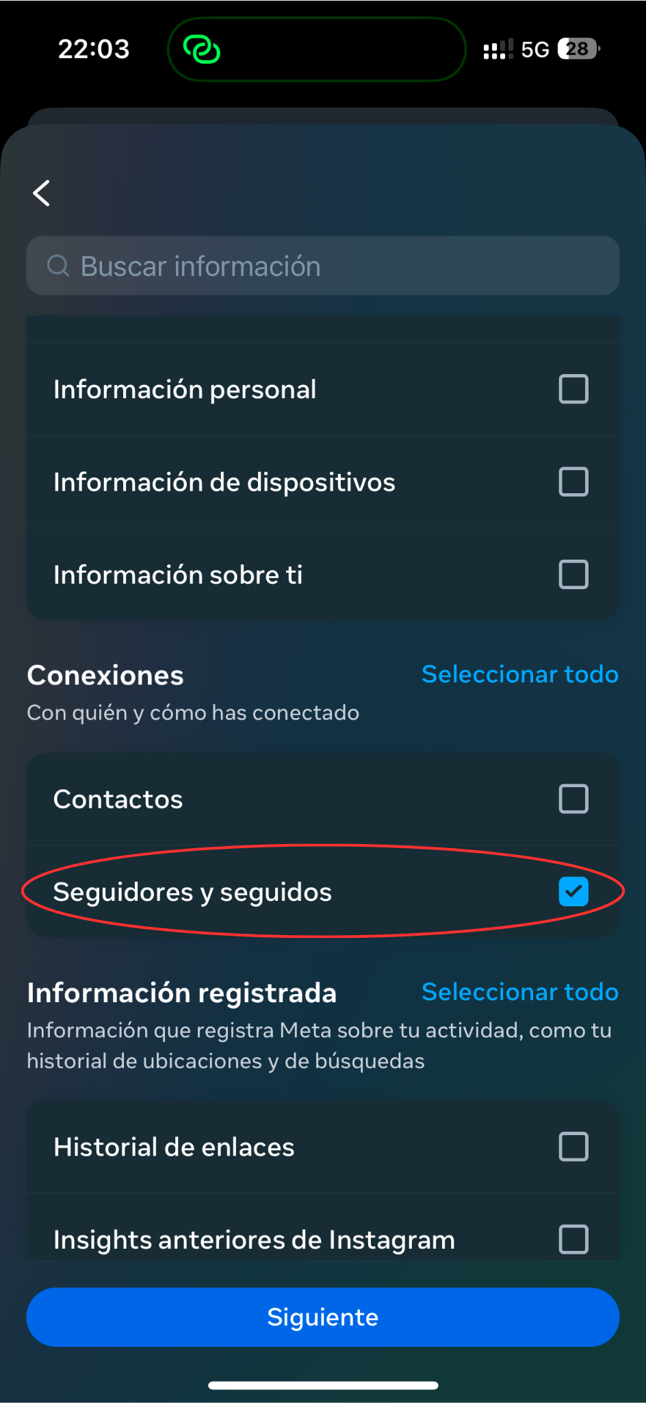 Filter to include followers and following.