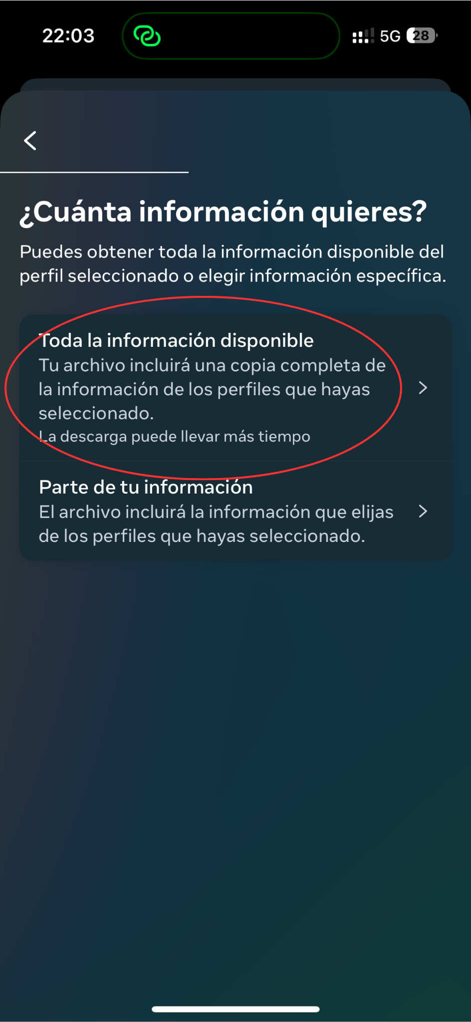Selecciona toda la información disponible.